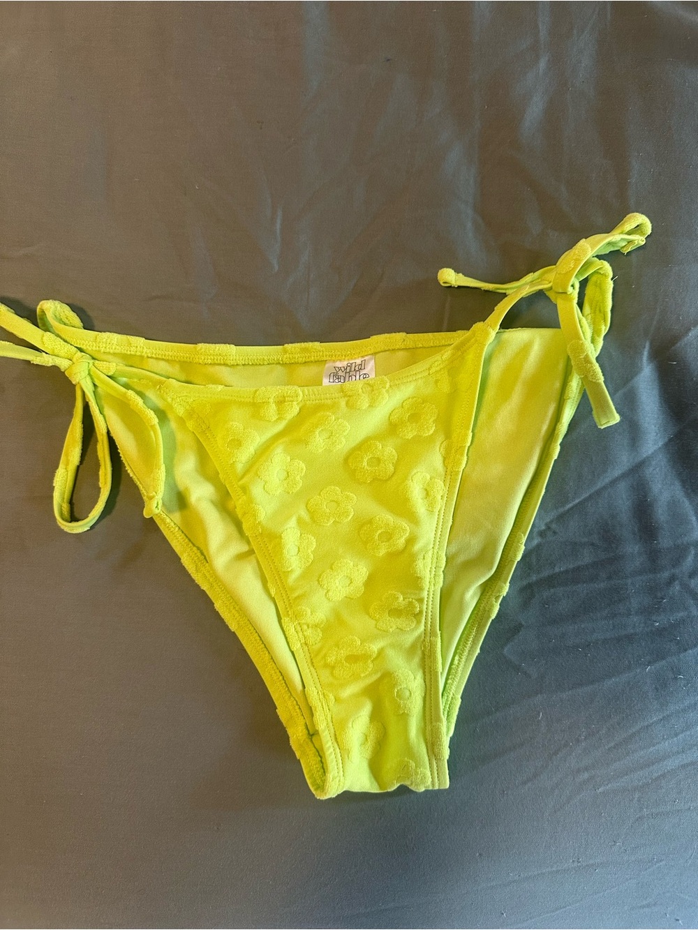 Tie-Side lime green Teri cloth flower bikini bottoms